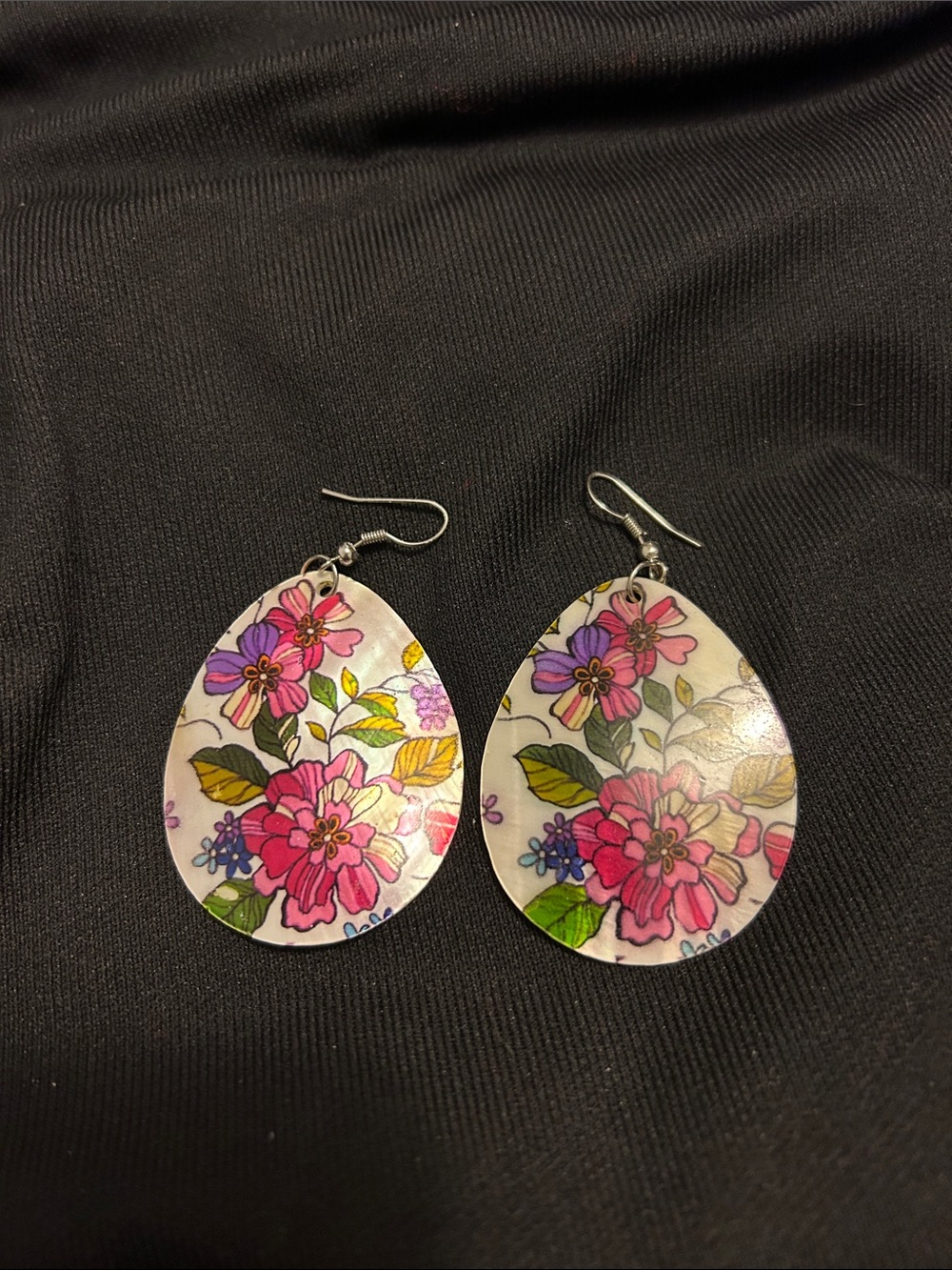 Floral Pink Teardrop Earrings - Women Jewelry